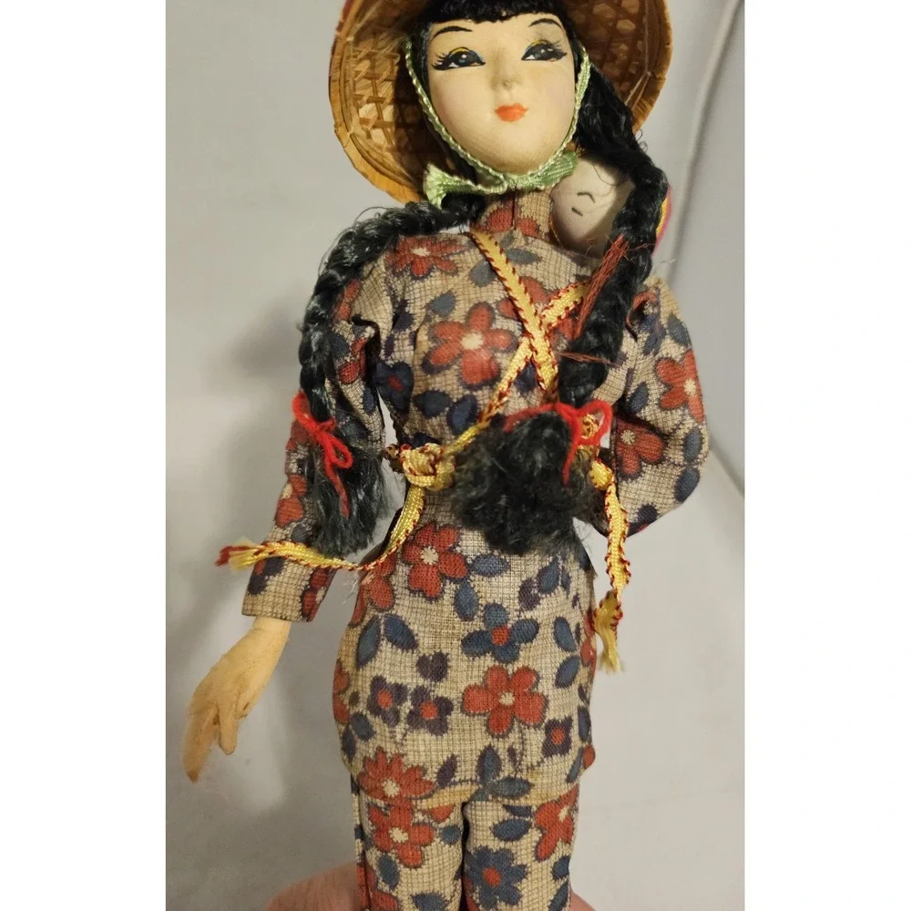 Vintage Nylon Doll, Asian Woman in Traditional Dress with Baby, 13